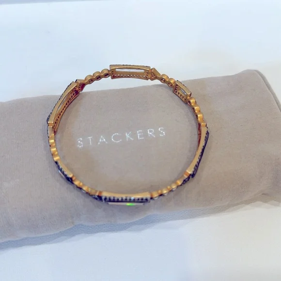 Freida Rothman gold and sparkle mixed shape bangle - Picture 2 of 3